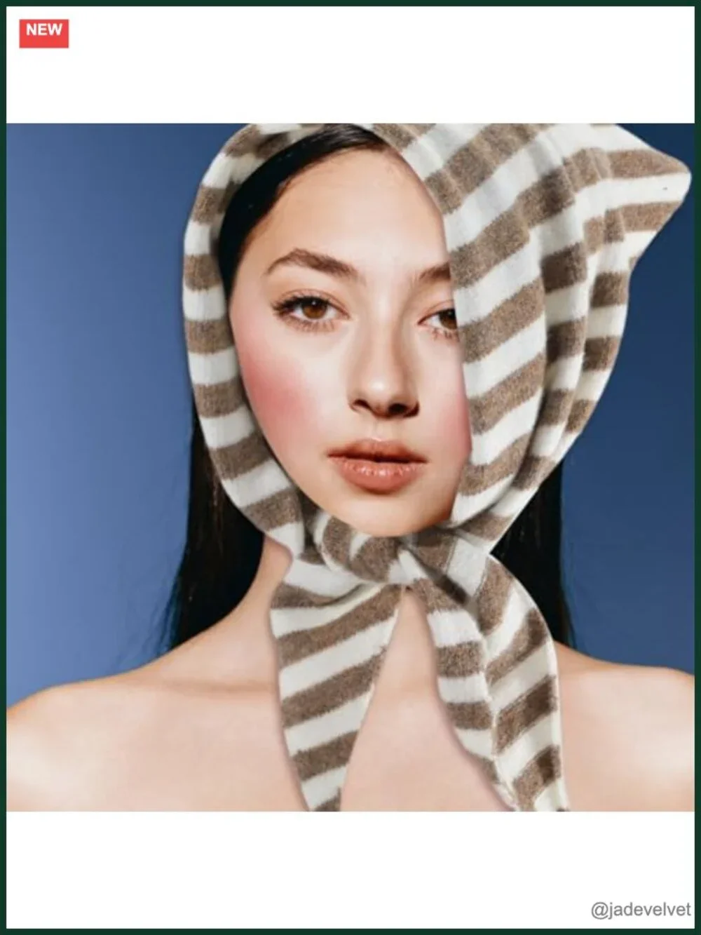 Striped Knitted Triangle Scarf Shawl Headband Soft Warm Lightweight Versatile